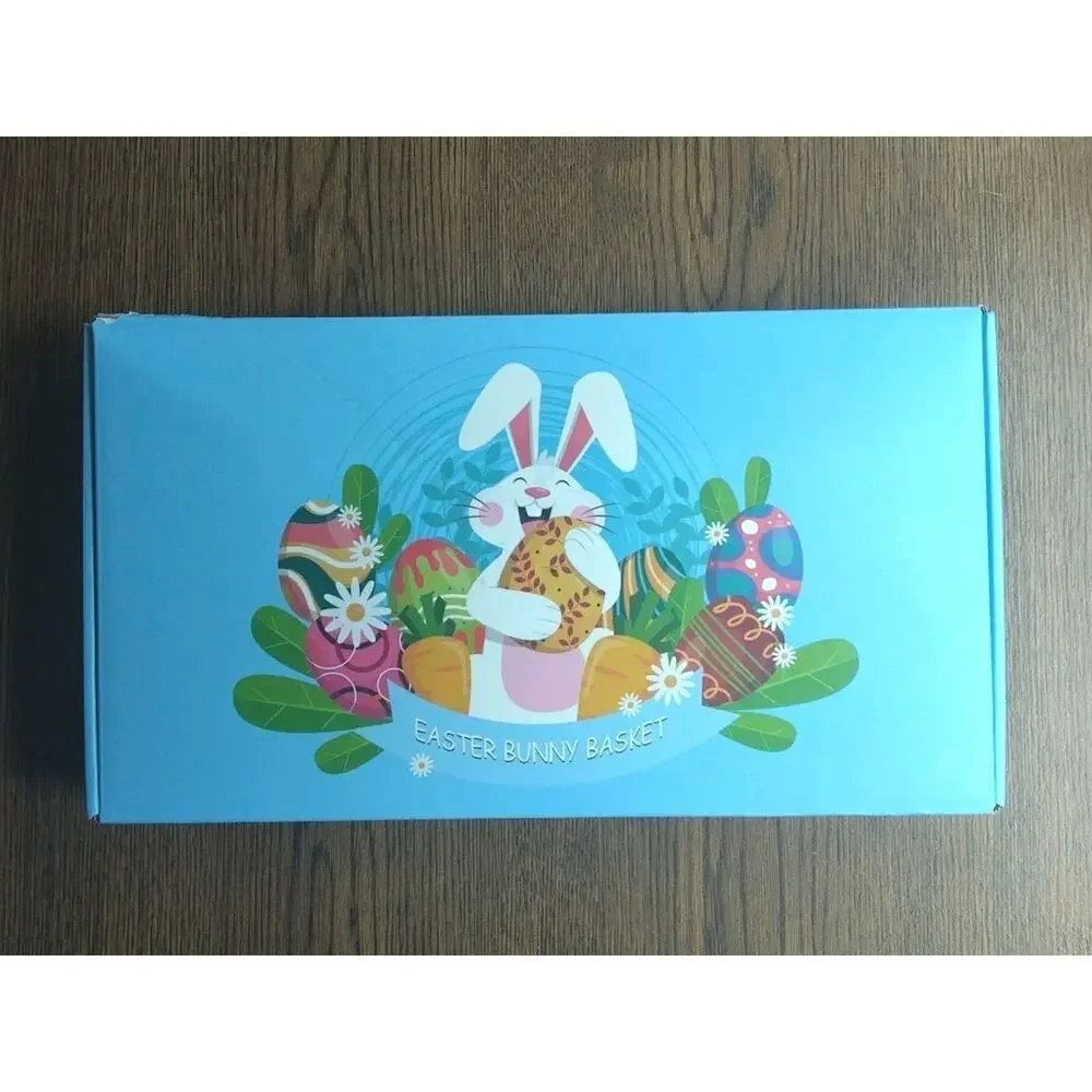 Easter Baskets for Kids, Blue Personalized Baby Easter Basket with Handle, Em...